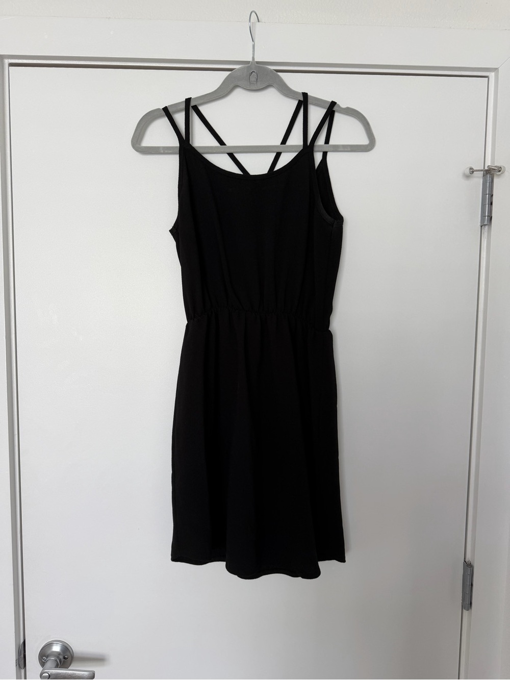 Blue Blush Black Mini Dress with Double Straps